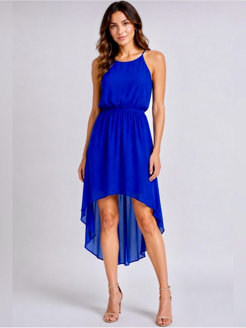 Needle & Thread Royal Blue High-Low Halter Dress